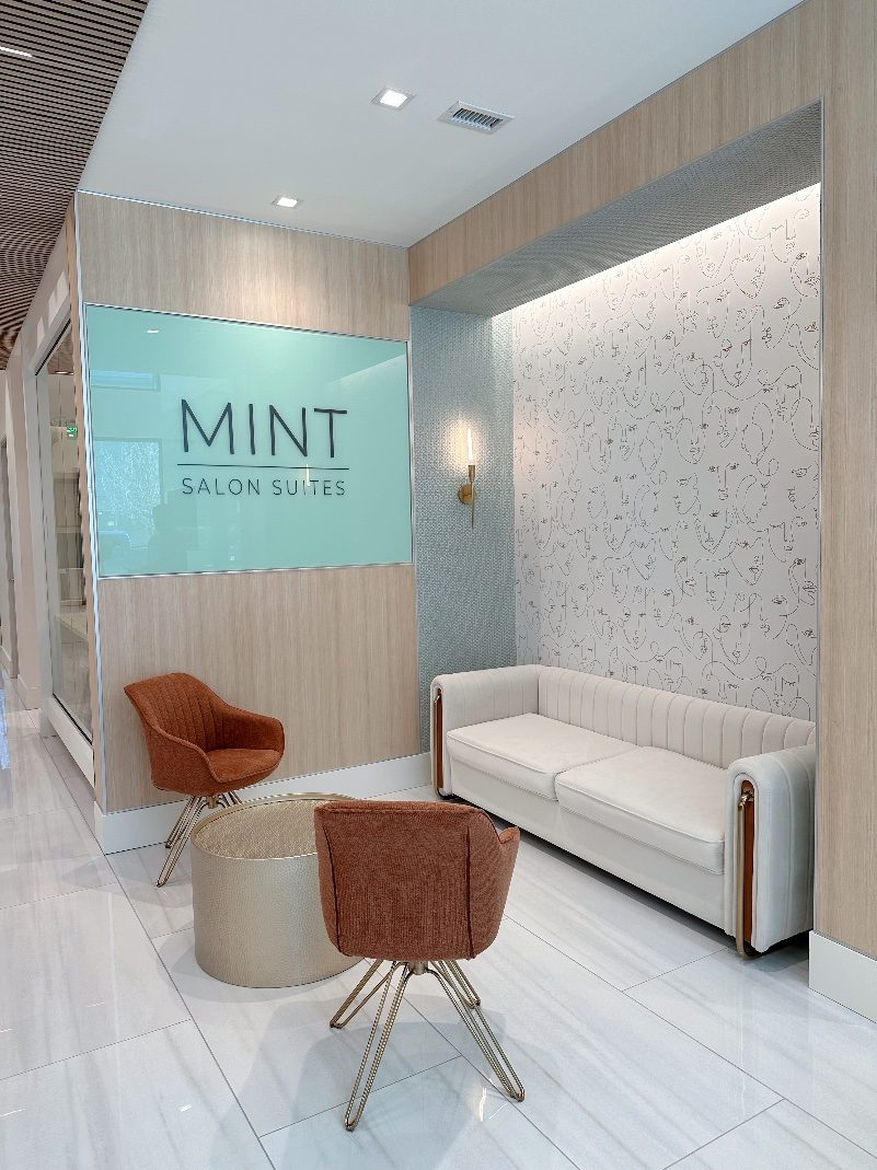 MINT lobby nook with MINT sign and seating
